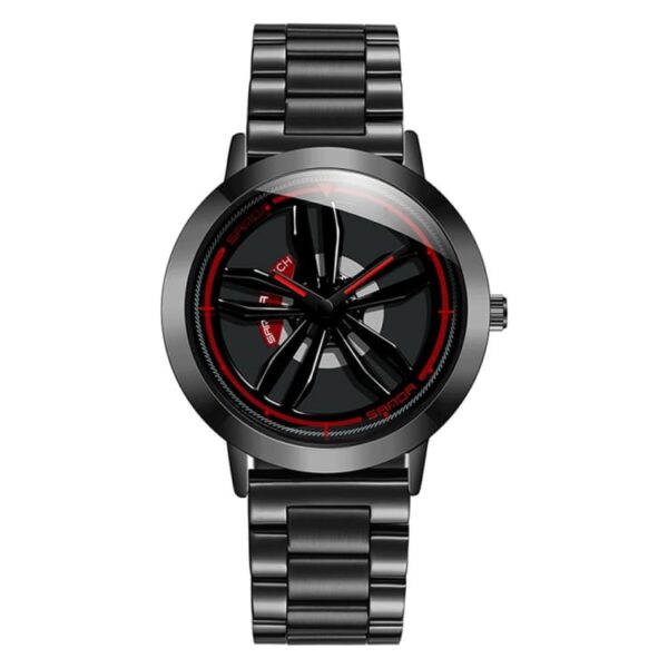 SANDA 1009 Black SANDA 1009 Quartz Rotating Wheel Dial Analog Business Casual Watch for Men
