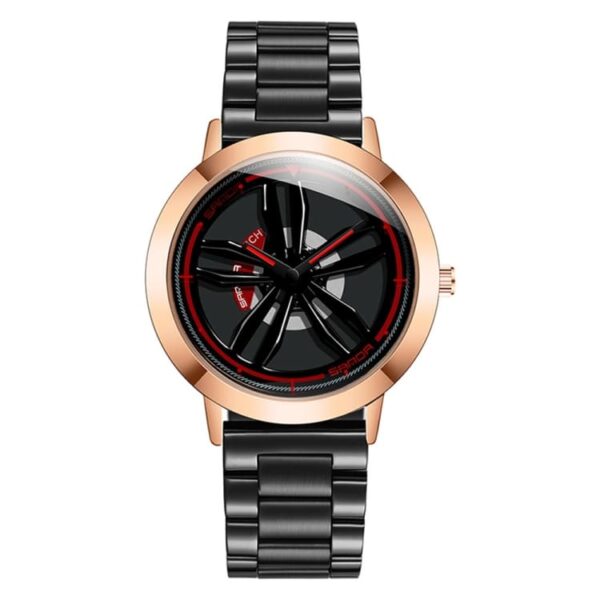 SANDA 1009 Rose Gold SANDA 1009 Quartz Rotating Wheel Dial Analog Business Casual Watch for Men
