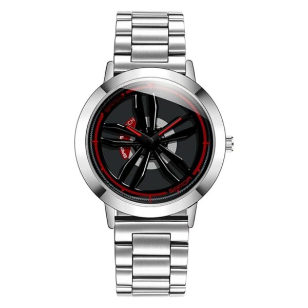 SANDA 1009 Silver SANDA 1009 Quartz Rotating Wheel Dial Analog Business Casual Watch for Men