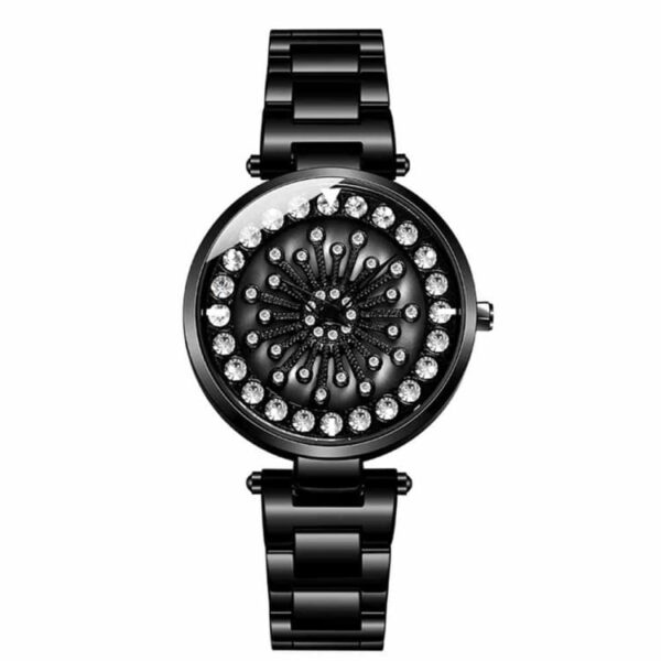 SANDA 1017 Black SANDA 1017 Quartz Fashion Casual Rotating Dial Analog Women's Watch