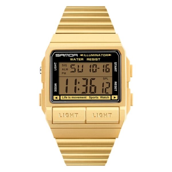 SANDA 2007 Gold SANDA 2007 Sports Digital Water Proof Watch for Men