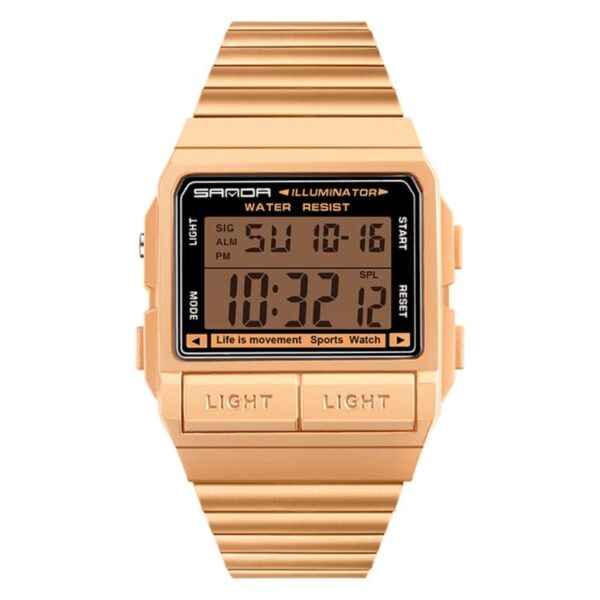SANDA 2007 Rose Gold SANDA 2007 Sports Digital Water Proof Watch for Men