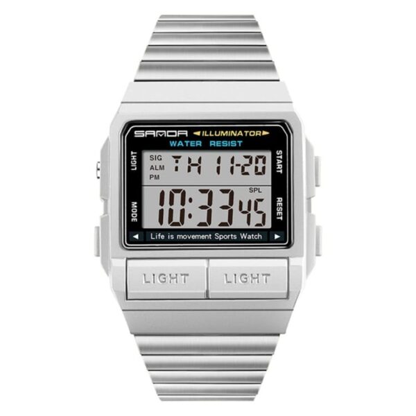 SANDA 2007 Silver SANDA 2007 Sports Digital Water Proof Watch for Men