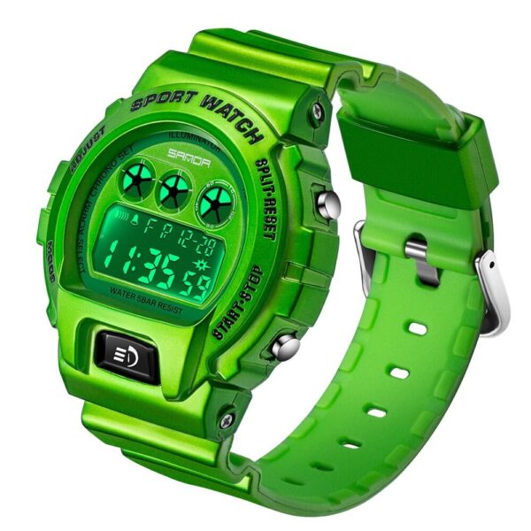 SANDA 2017 Green SANDA 2017 Digital Fashion Sports Outdoor 5 ATM Water Proof Men's Watch