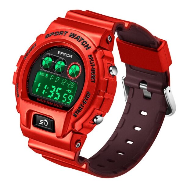 SANDA 2017 Red SANDA 2017 Digital Fashion Sports Outdoor 5 ATM Water Proof Men's Watch
