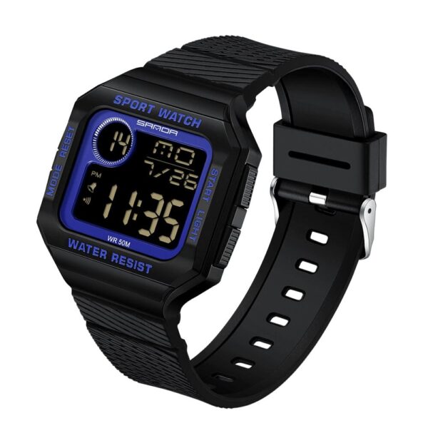 SANDA 2129 Blue SANDA 2129 Digital Square Sports Casual Water Proof Watch for Men