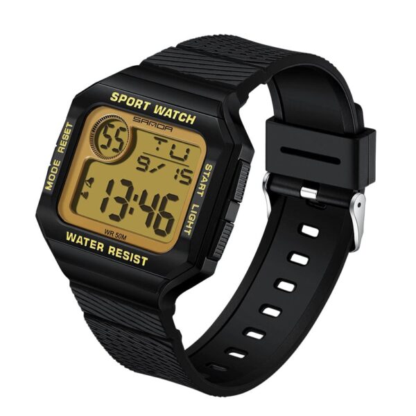 SANDA 2129 Gold SANDA 2129 Digital Square Sports Casual Water Proof Watch for Men
