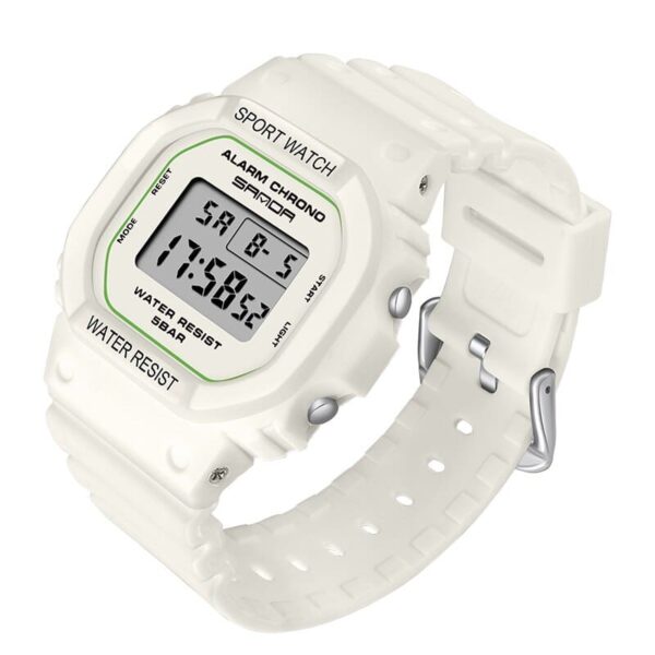 SANDA 293 White SANDA 293 Digital Sport Fashion Water Proof Watch for Women