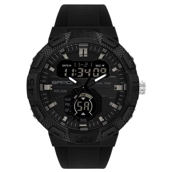 SANDA 3087 Black SANDA 3087 Analog Quartz Digital Dual Time Sports Military Water Proof Men's Watch