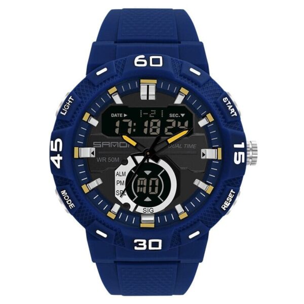 SANDA 3087 Blue SANDA 3087 Analog Quartz Digital Dual Time Sports Military Water Proof Men's Watch