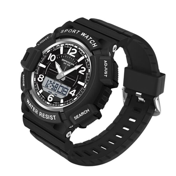 SANDA 3101 Black White SANDA 3101 Quartz Analog Digital Sports Casual Water Proof Men's Watch