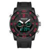 SANDA 3106 Black Red SANDA 3106 Digital Quartz Analog Dual Time Casual Sports Water Proof Watch for Men