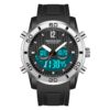 SANDA 3106 Black Silver SANDA 3106 Digital Quartz Analog Dual Time Casual Sports Water Proof Watch for Men