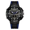 SANDA 3112 Black Blue SANDA 3112 Quartz Analog Dual Time Digital Casual 5 ATM Water Proof Men's Watch