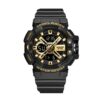 SANDA 3128 Black Gold SANDA 3128 Casual Sport Dual Time Analog Quartz Digital Water Proof Watch for Men