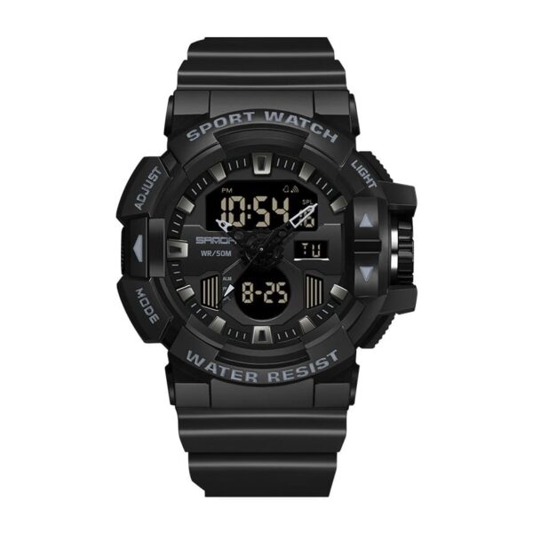 SANDA 3129 Black SANDA 3129 Casual Sport Dual Time Analog Quartz Digital Water Proof Watch for Men
