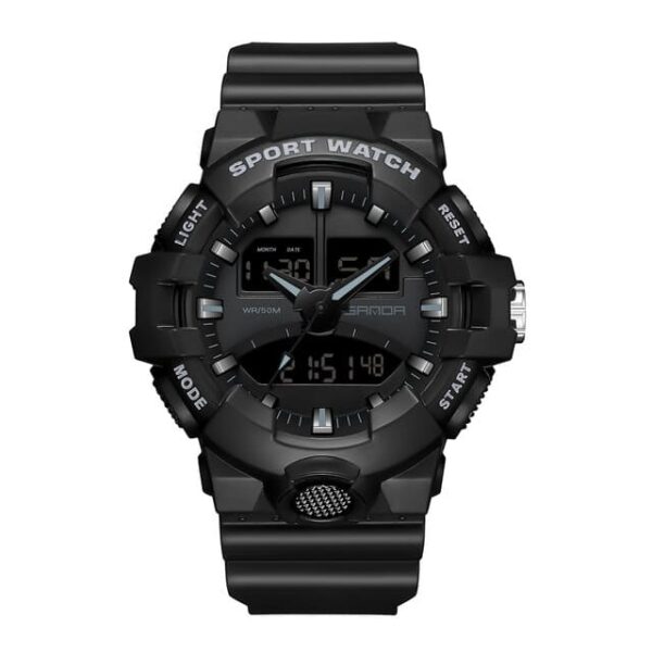SANDA 3130 Black SANDA 3130 Quartz Dual Time Analog Digital Sport Casual Water Proof Men's Watch