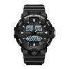 SANDA 3130 Black White SANDA 3130 Quartz Dual Time Analog Digital Sport Casual Water Proof Men's Watch