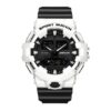 SANDA 3130 White Black SANDA 3130 Quartz Dual Time Analog Digital Sport Casual Water Proof Men's Watch