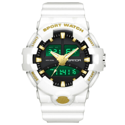 SANDA 3130 White Rose Gold SANDA 3130 Quartz Dual Time Analog Digital Sport Casual Water Proof Men's Watch