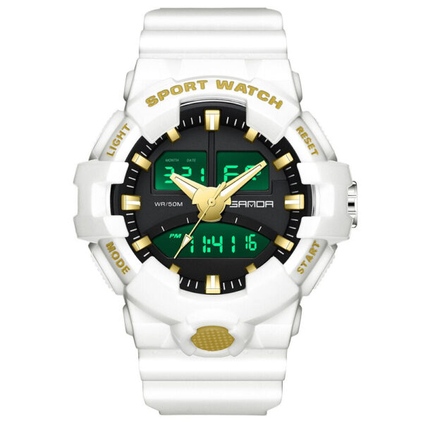 SANDA 3130 White Rose Gold SANDA 3130 Quartz Dual Time Analog Digital Sport Casual Water Proof Men's Watch
