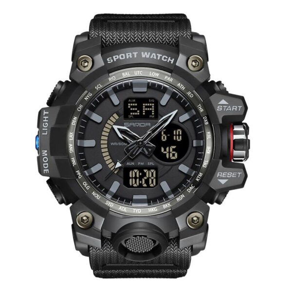 SANDA 3132 Black SANDA 3132 Quartz Analog Digital Dual Time Casual Sport Military Water Proof Men's Watch