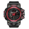 SANDA 3132 Black Red SANDA 3132 Quartz Analog Digital Dual Time Casual Sport Military Water Proof Men's Watch