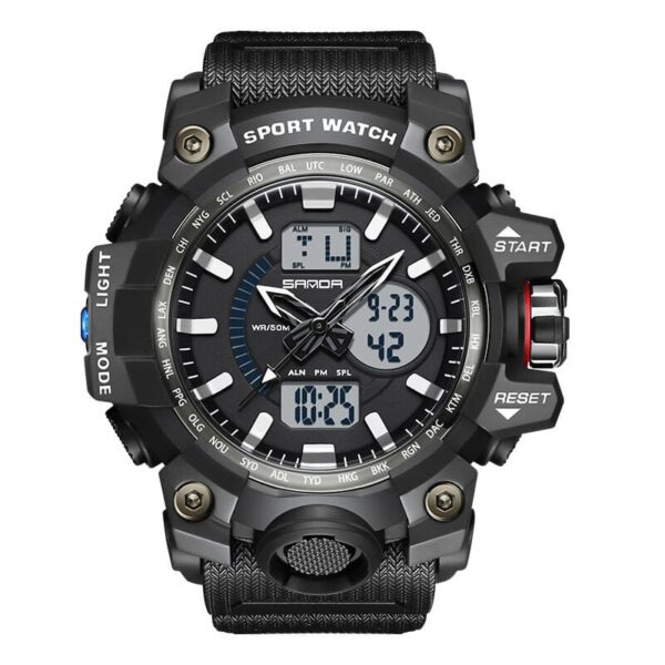 SANDA 3132 White SANDA 3132 Quartz Analog Digital Dual Time Casual Sport Military Water Proof Men's Watch