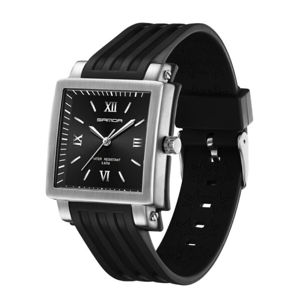 SANDA 3208 Black Silver SANDA 3208 Quartz Analog Rectangular Luxury Elegant Casual Ladies Women's Watch
