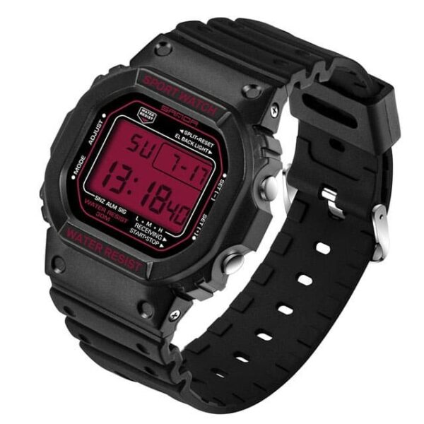 SANDA 329 Red SANDA 329 Digital Casual Sport Classic Square Face Watch for Men