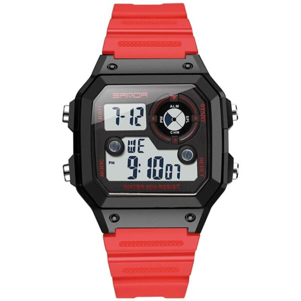 SANDA 418 Red SANDA 418 Digital Sport Classic Square Face Water Proof Men's Watch