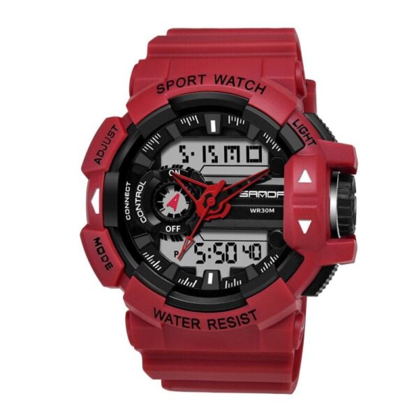 SANDA 599 Red SANDA 599 Digital Analog Dual Time Outdoor Sports Military Watch for Men