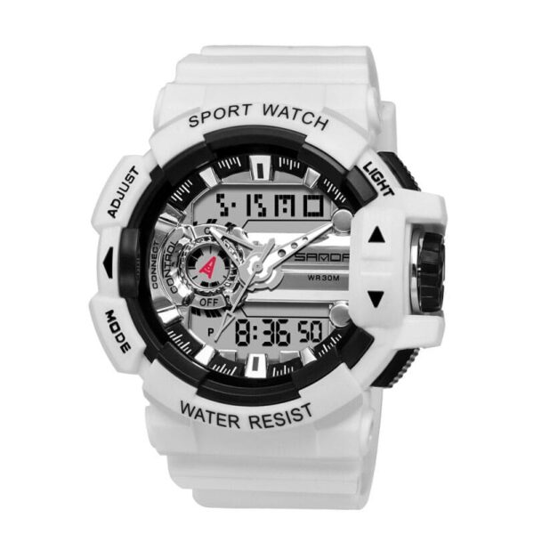 SANDA 599 White SANDA 599 Digital Analog Dual Time Outdoor Sports Military Watch for Men