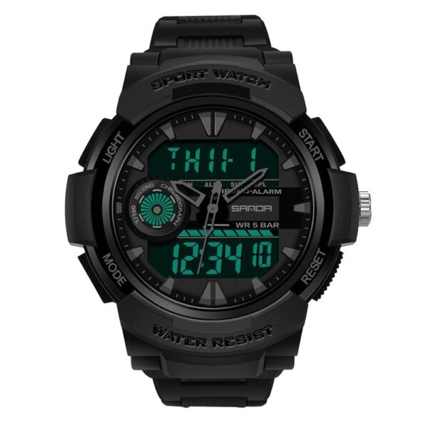 SANDA 6002 Digital Analog Dual Time Sports Military Water Proof Watch for Men