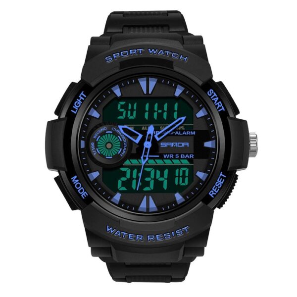 SANDA 6002 Digital Analog Dual Time Sports Military Water Proof Watch for Men