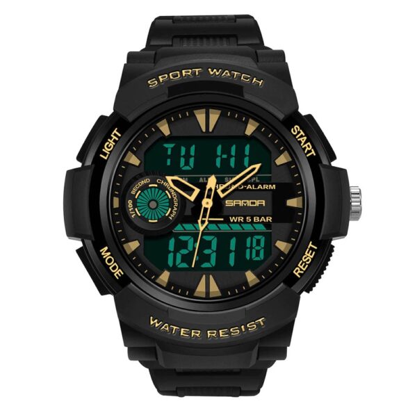 SANDA 6002 Digital Analog Dual Time Sports Military Water Proof Watch for Men