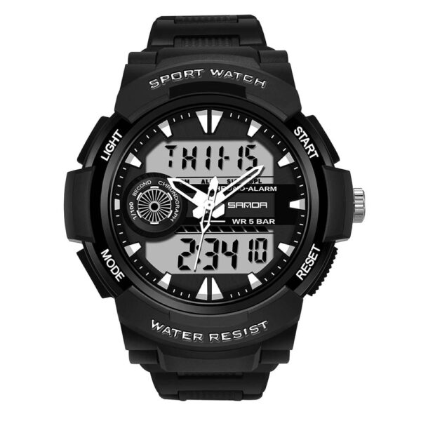 SANDA 6002 Digital Analog Dual Time Sports Military Water Proof Watch for Men