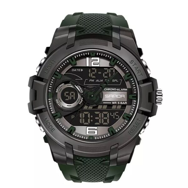 SANDA 6015 Dual Time Quartz Digital Water Proof Sport Watch for Men