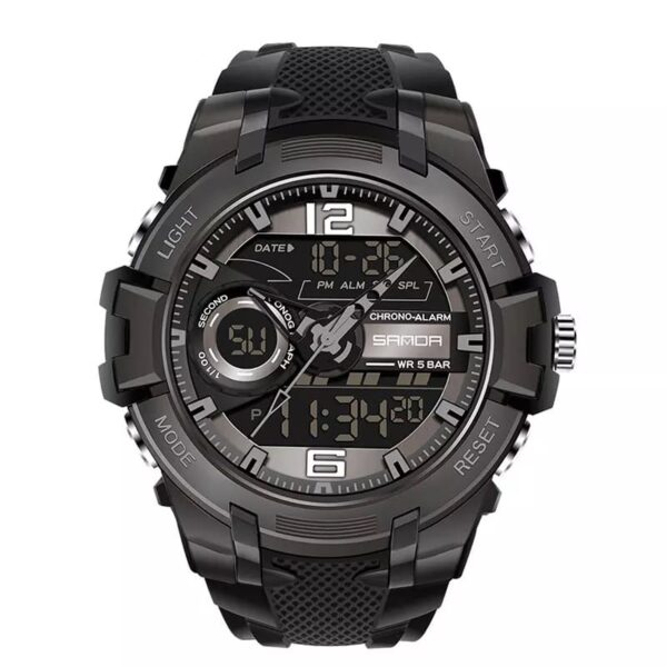 SANDA 6015 Dual Time Quartz Digital Water Proof Sport Watch for Men