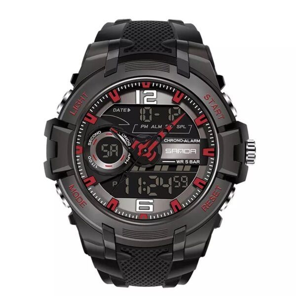 SANDA 6015 Dual Time Quartz Digital Water Proof Sport Watch for Men