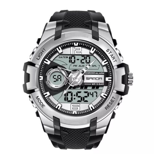 SANDA 6015 Dual Time Quartz Digital Water Proof Sport Watch for Men