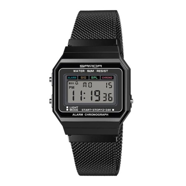SANDA 6017 Black SANDA 6017 Digital Classic Square Face Casual Water Proof Watch for Men