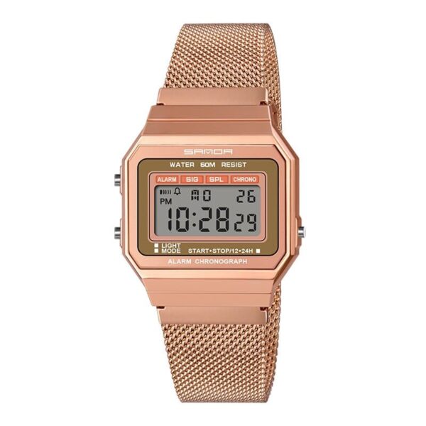 SANDA 6017 Rose Gold SANDA 6017 Digital Classic Square Face Casual Water Proof Watch for Men