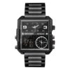 SANDA 6023 Digital Quartz Analog Dual Time Casual Square Big Dial Men's Watch