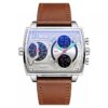 SANDA 6032 Brown Silver SANDA 6032 Quartz Analog Digital Dual Time Luxury Casual Watch for Men