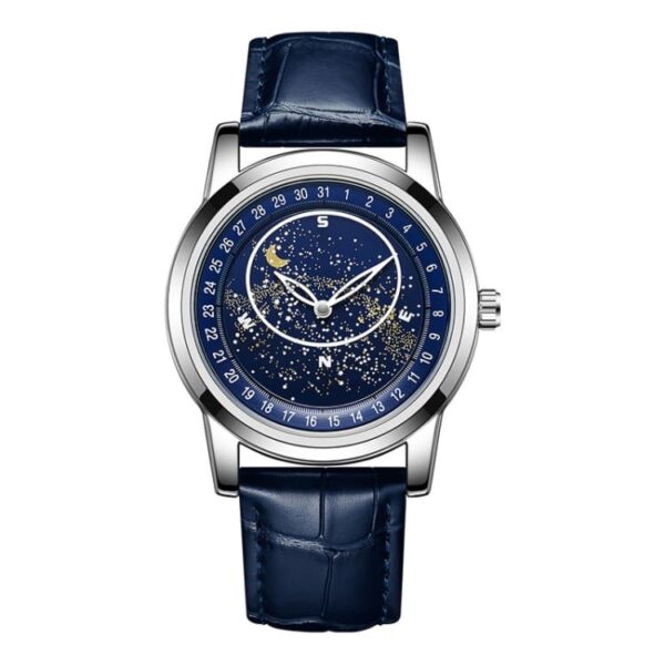 SANDA 7001 Analog Quartz Automatic Mechanical Luxury Casual Genuine Leather Strap Men's Watch