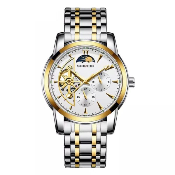 SANDA 7009 Rose Gold White SANDA 7009 Quartz Analog Casual Luxury Business Stainless Steel Strap Men's Watch