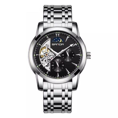SANDA 7009 Silver Black SANDA 7009 Quartz Analog Casual Luxury Business Stainless Steel Strap Men's Watch