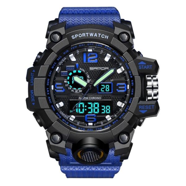 SANDA 742 Black Blue SANDA 742 Digital Outdoors Sports Military 3 Bar Water Resistant Watch for Men