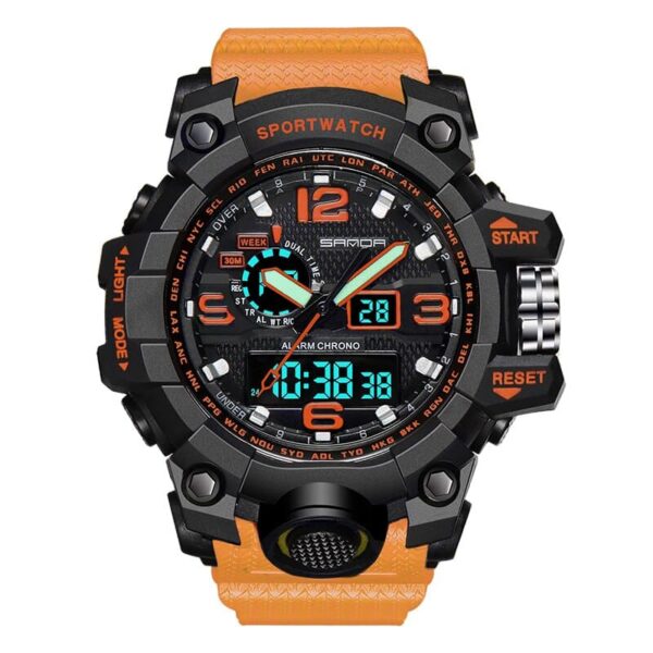 SANDA 742 Black Orange SANDA 742 Digital Outdoors Sports Military 3 Bar Water Resistant Watch for Men